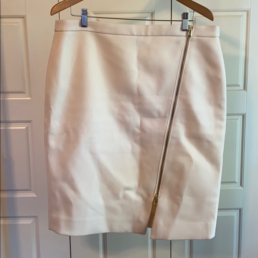 Asymmetrical front zip pencil skirt